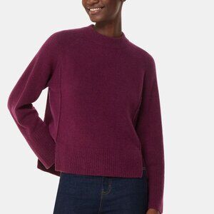 Whistles Burgundy Wool Mix Side Detail Sweater